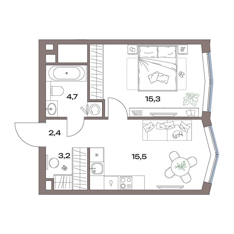 2 ккв (Евро) 41,1 м²