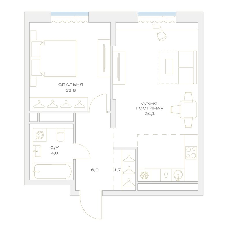2 ккв (Евро) 50,2 м²