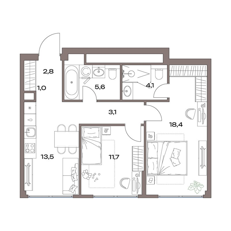 2 ккв 60,1 м²