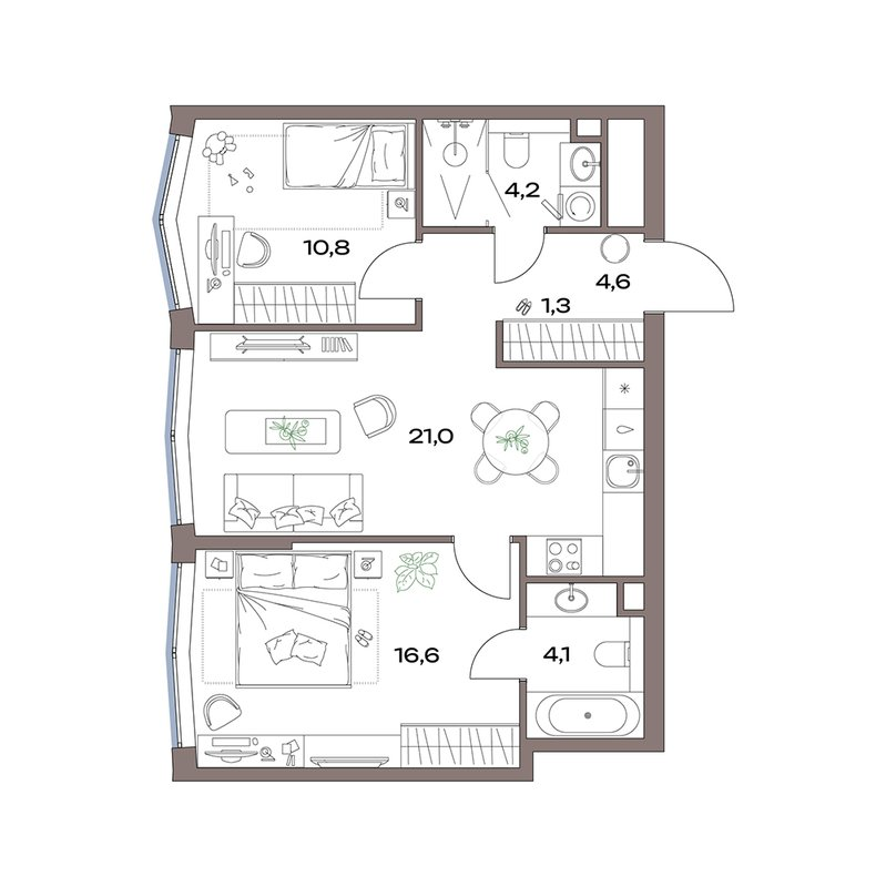 3 ккв (Евро) 62,6 м²
