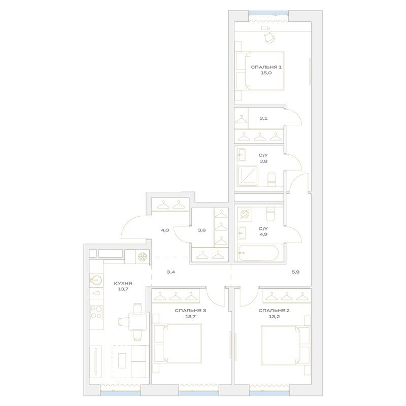 3 ккв 84,3 м²