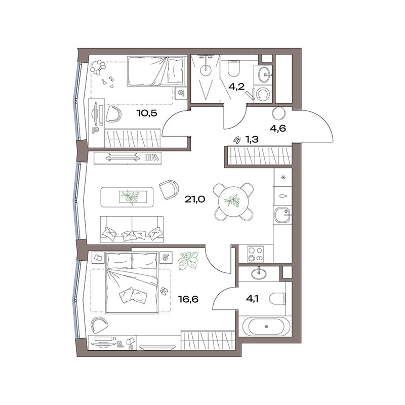 3 ккв (Евро) 62,3 м²
