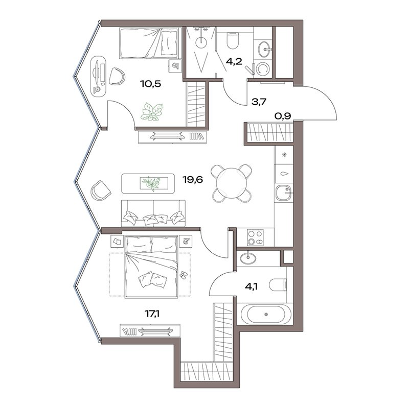 3 ккв (Евро) 60,1 м²