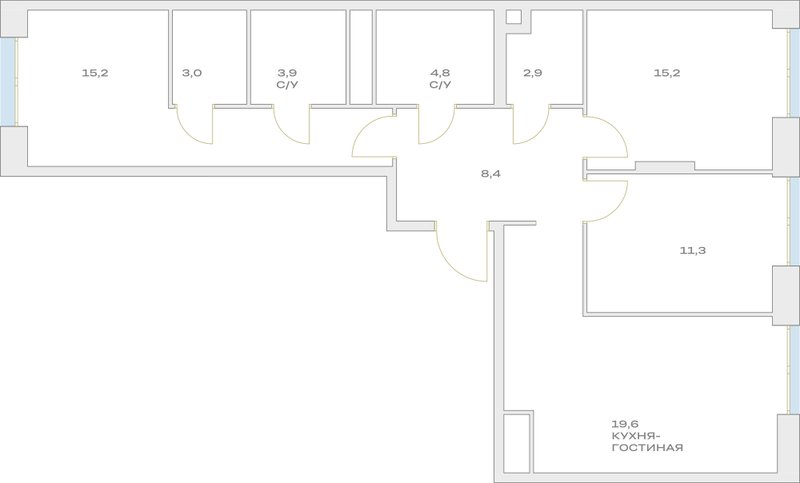 4 ккв (Евро) 84,3 м²