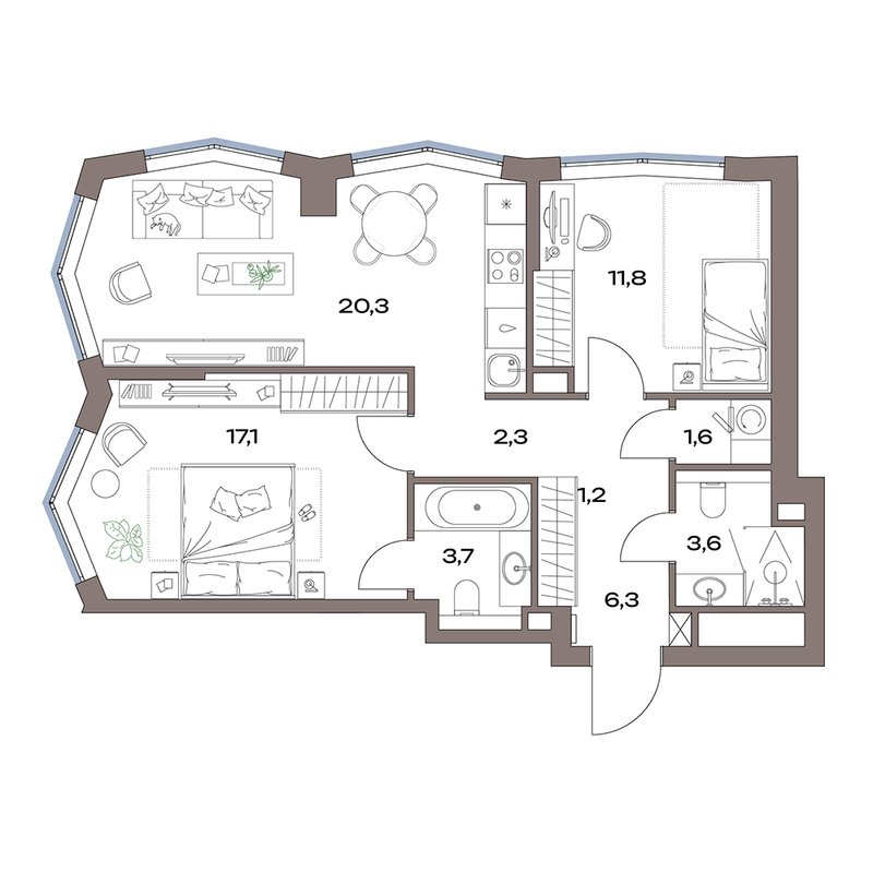 3 ккв (Евро) 67,9 м²
