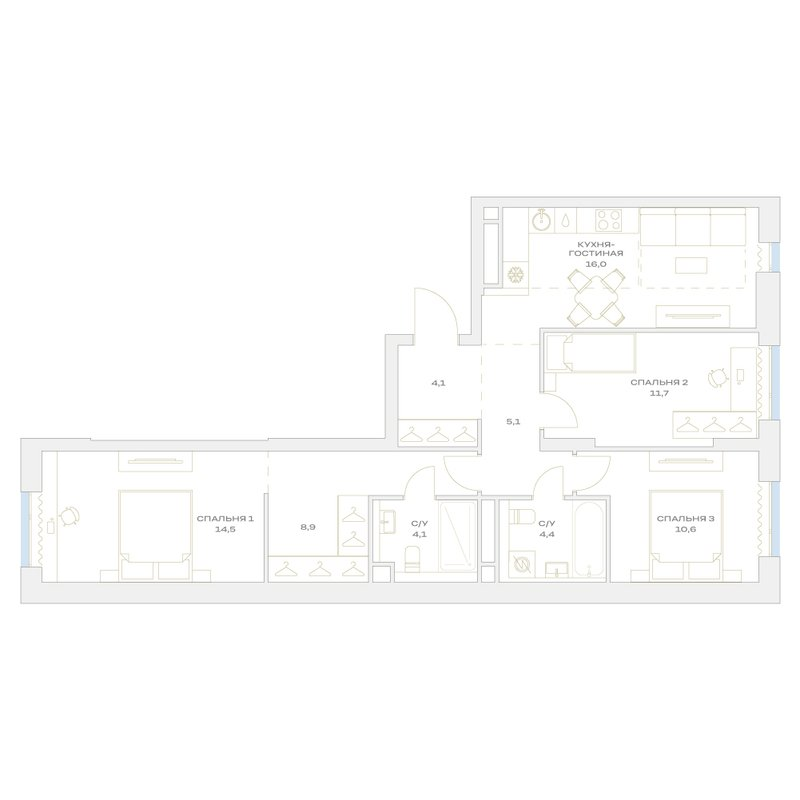 4 ккв (Евро) 79,4 м²