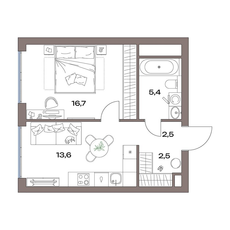 1 ккв 40,7 м²