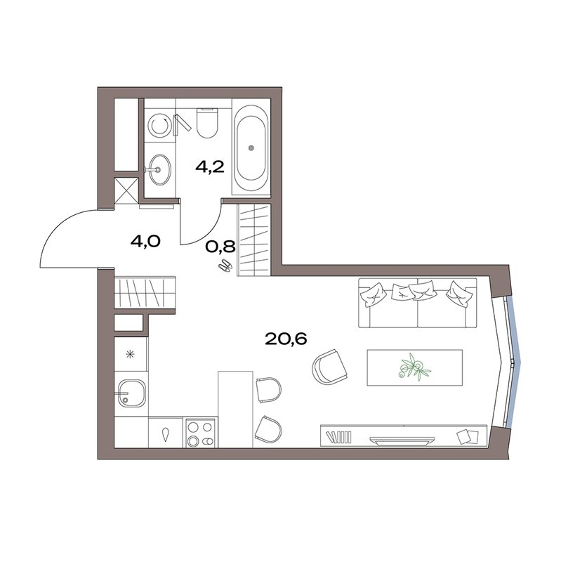 Студия 29,6 м²