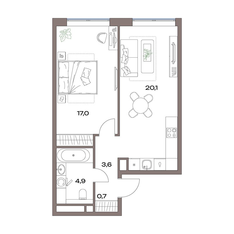 2 ккв (Евро) 46,3 м²