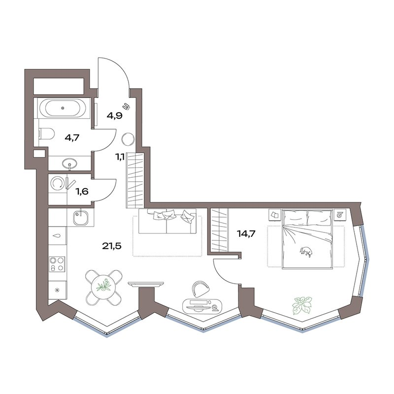2 ккв (Евро) 48,5 м²