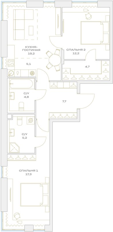 3 ккв (Евро) 71,2 м²