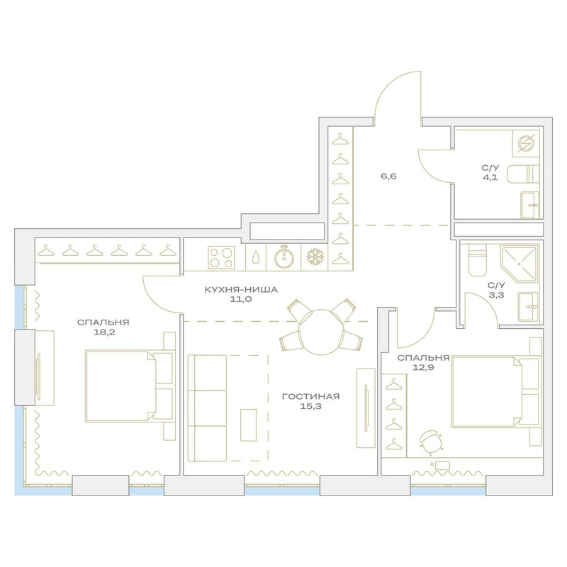 3 ккв (Евро) 71,4 м²