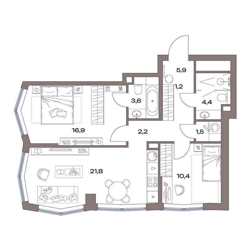 3 ккв (Евро) 67,9 м²