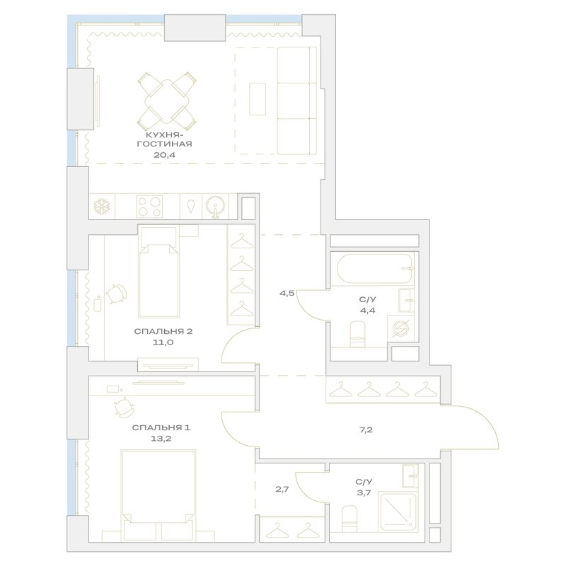 3 ккв (Евро) 67,1 м²