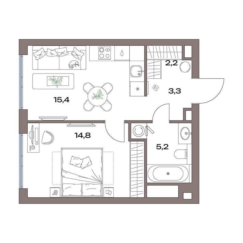 2 ккв (Евро) 40,9 м²