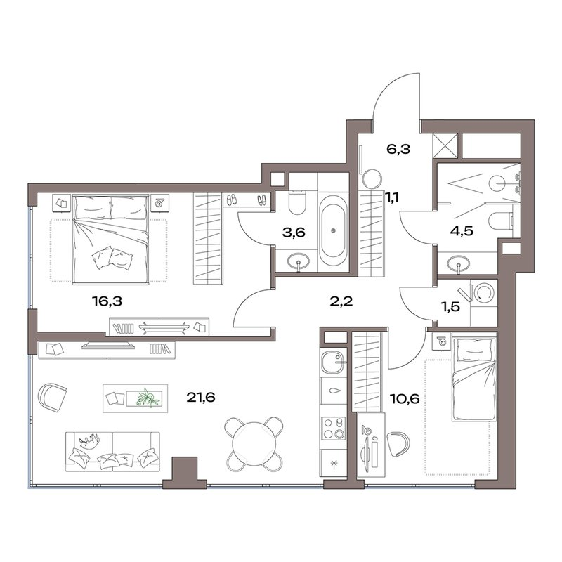 3 ккв (Евро) 67,7 м²