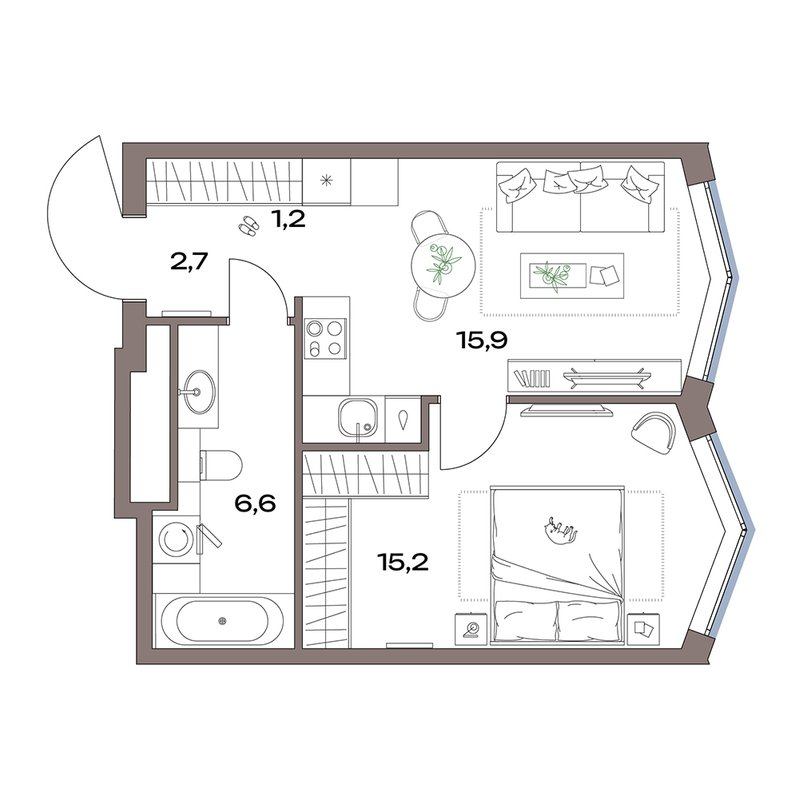 2 ккв (Евро) 41,6 м²