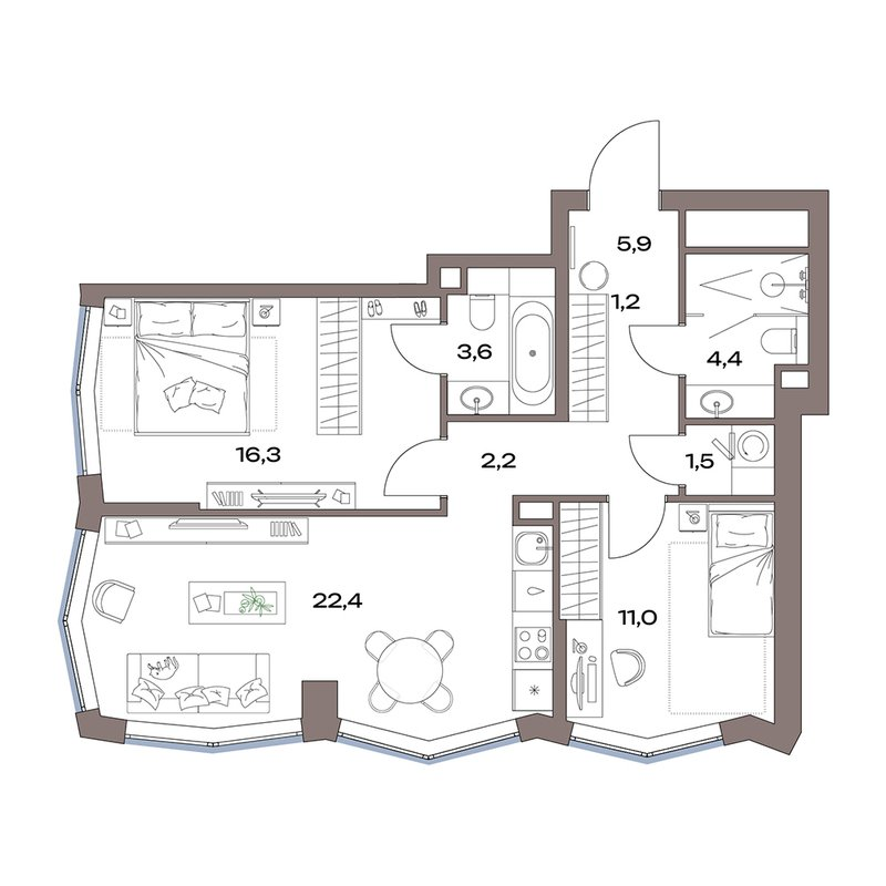 3 ккв (Евро) 68,5 м²