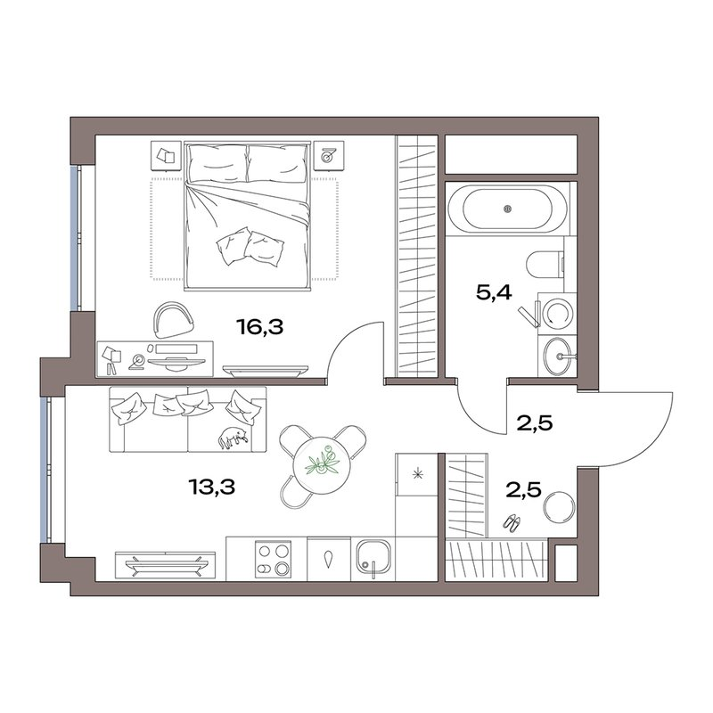 1 ккв 40 м²