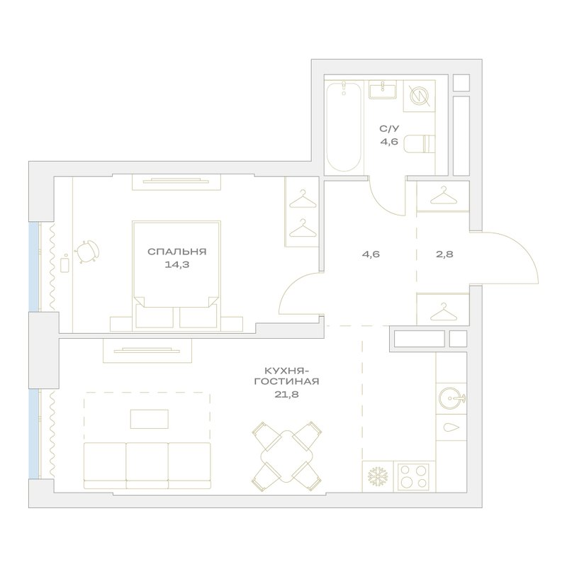 2 ккв (Евро) 48,1 м²