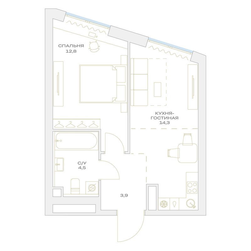 1 ккв 35,5 м²