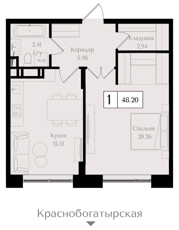 2 ккв (Евро) 48,2 м²