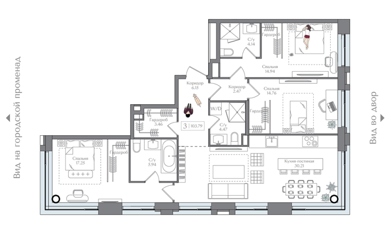 4 ккв (Евро) 103,8 м²