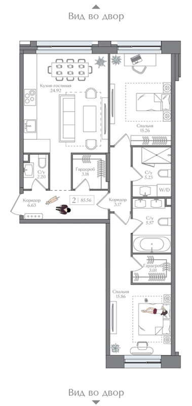 3 ккв (Евро) 85,6 м²