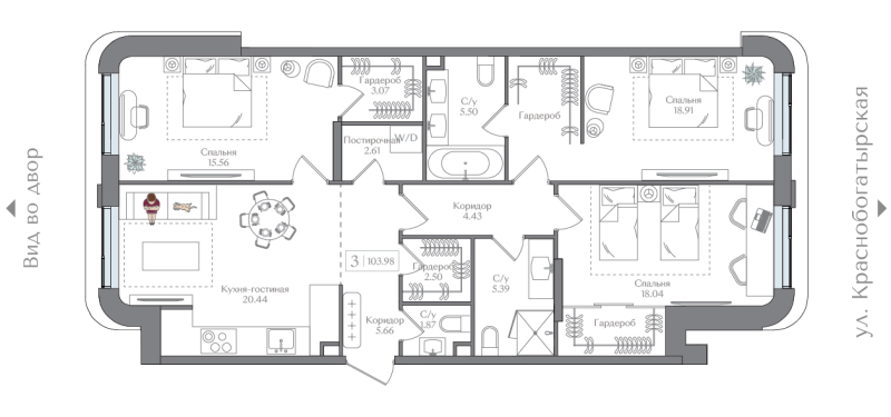 4 ккв (Евро) 104 м²
