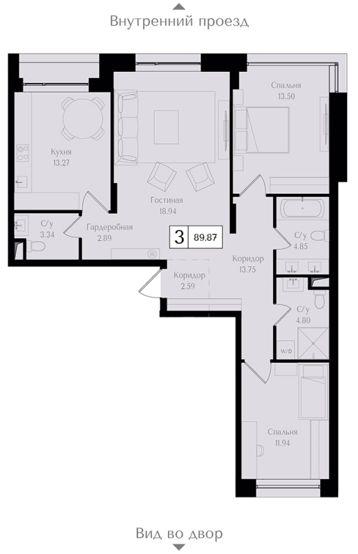 4 ккв (Евро) 89,9 м²