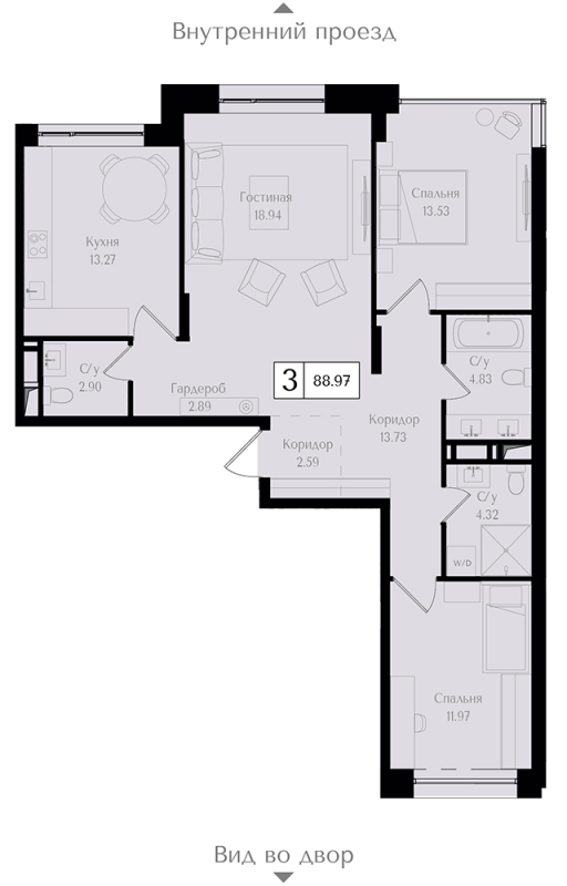 4 ккв (Евро) 89 м²