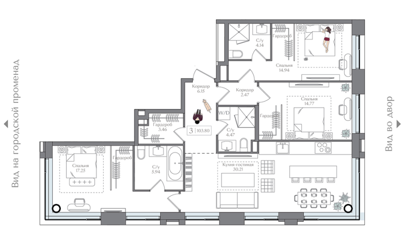 4 ккв (Евро) 103,8 м²