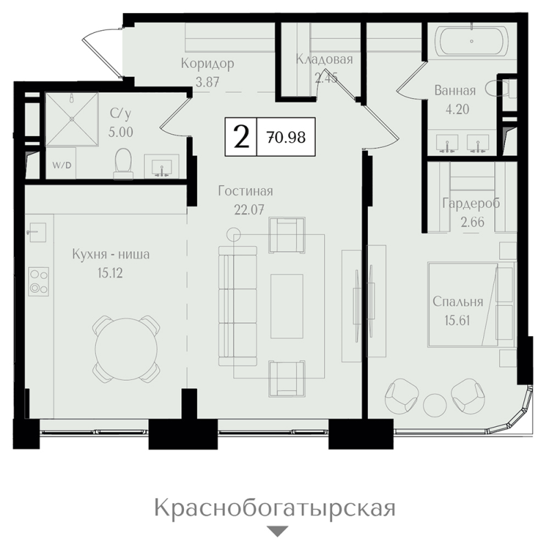 2 ккв (Евро) 71 м²