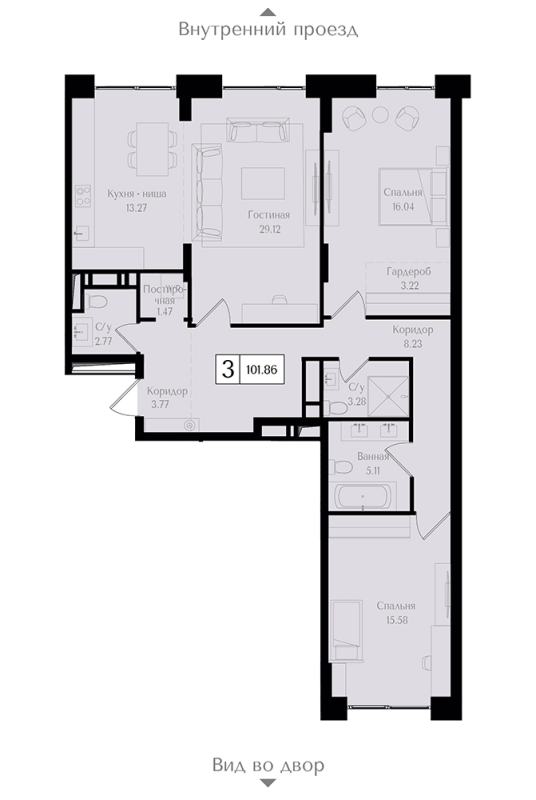 3 ккв (Евро) 101,9 м²