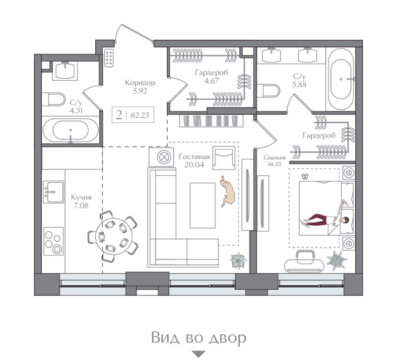 2 ккв (Евро) 62,2 м²