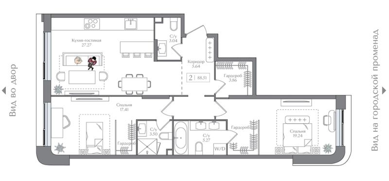 3 ккв (Евро) 88,1 м²