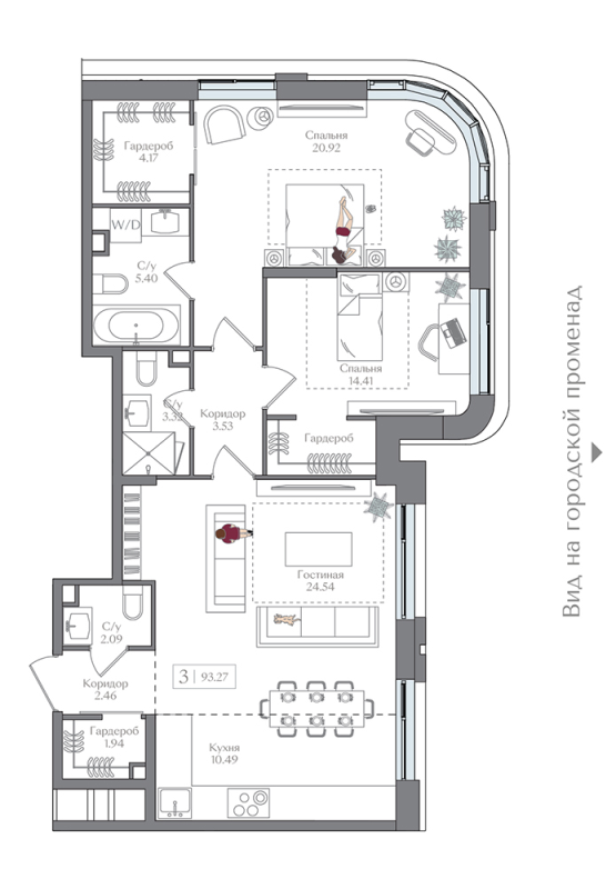 3 ккв (Евро) 93,3 м²