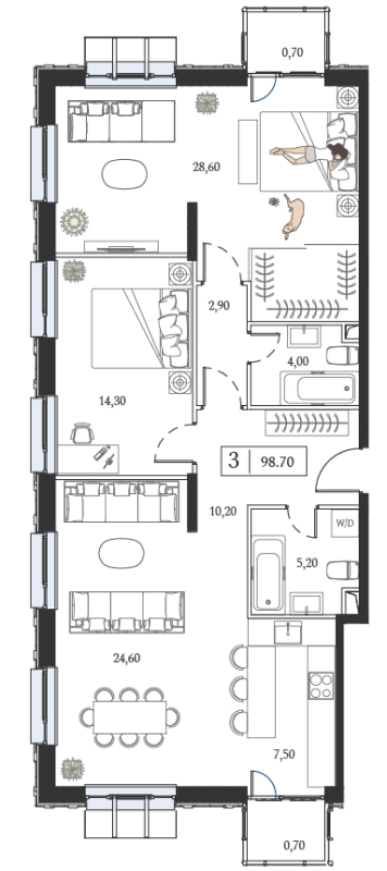 3 ккв (Евро) 98,7 м²