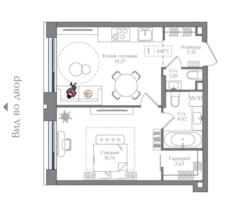 2 ккв (Евро) 47,4 м²