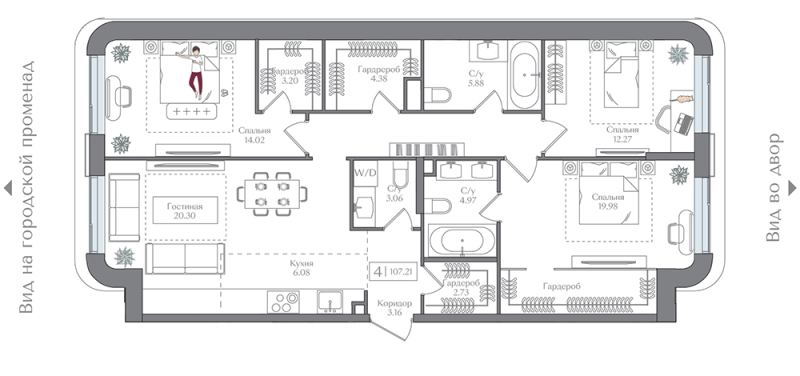 4 ккв (Евро) 107,2 м²