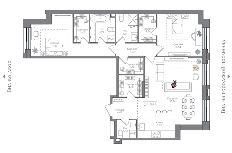 3 ккв (Евро) 109,9 м²
