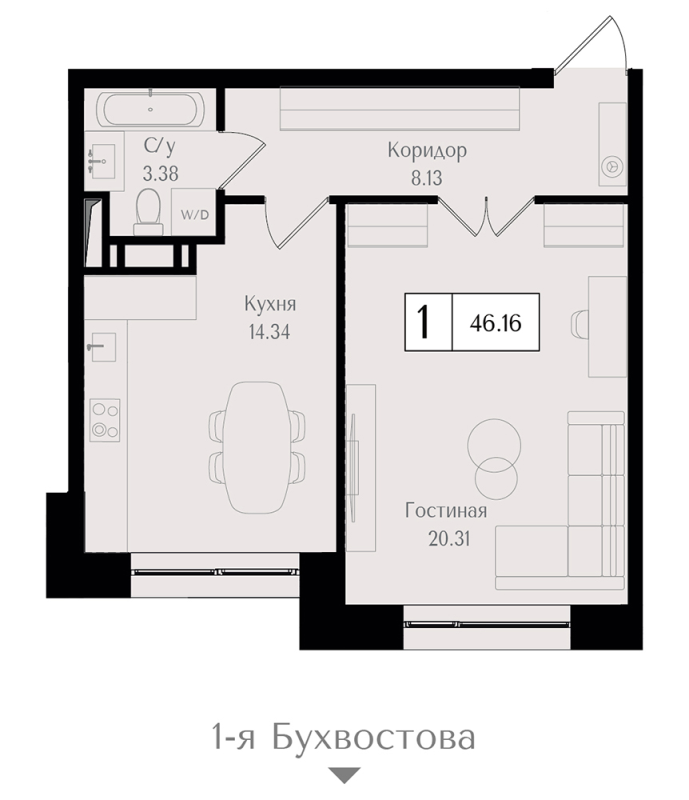 1 ккв 46,2 м²