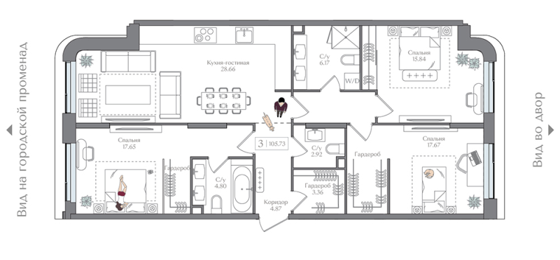 4 ккв (Евро) 105,7 м²