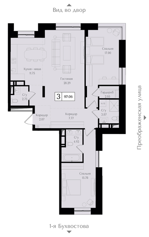 3 ккв (Евро) 97,1 м²
