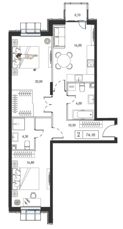 3 ккв (Евро) 74,1 м²