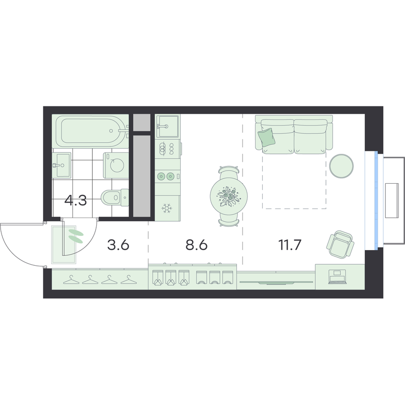 Студия 28,2 м²