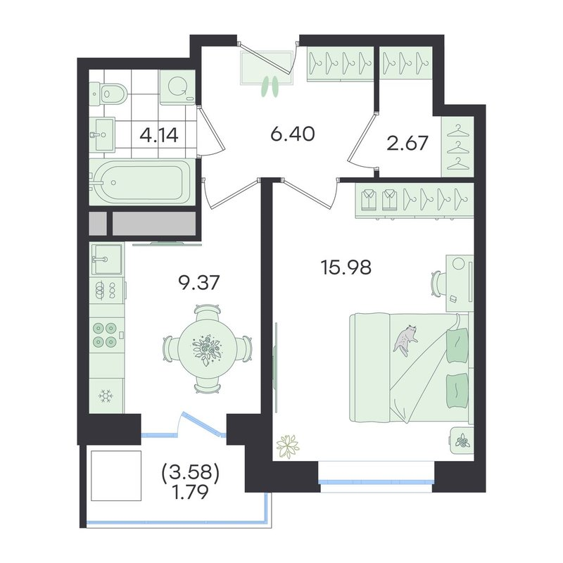 1 ккв 40,4 м²