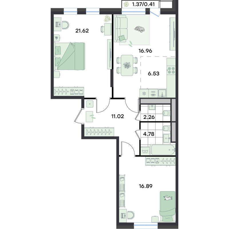 3 ккв (Евро) 80,5 м²