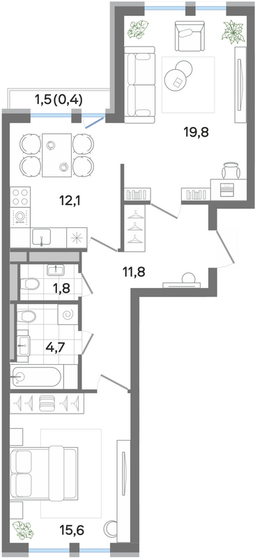 2 ккв 67,6 м²