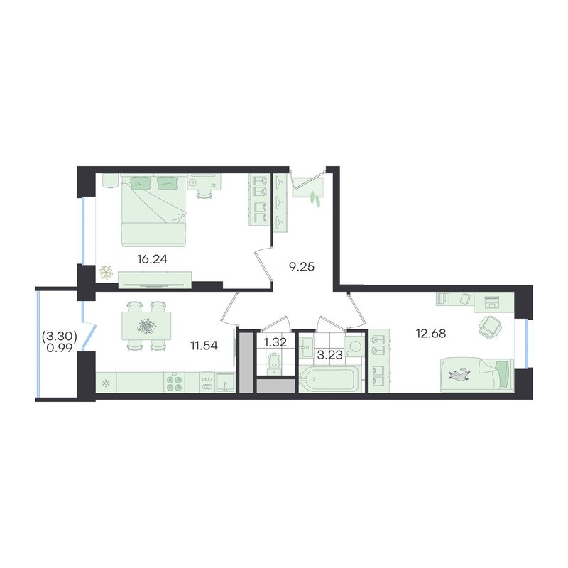 2 ккв 55,3 м²
